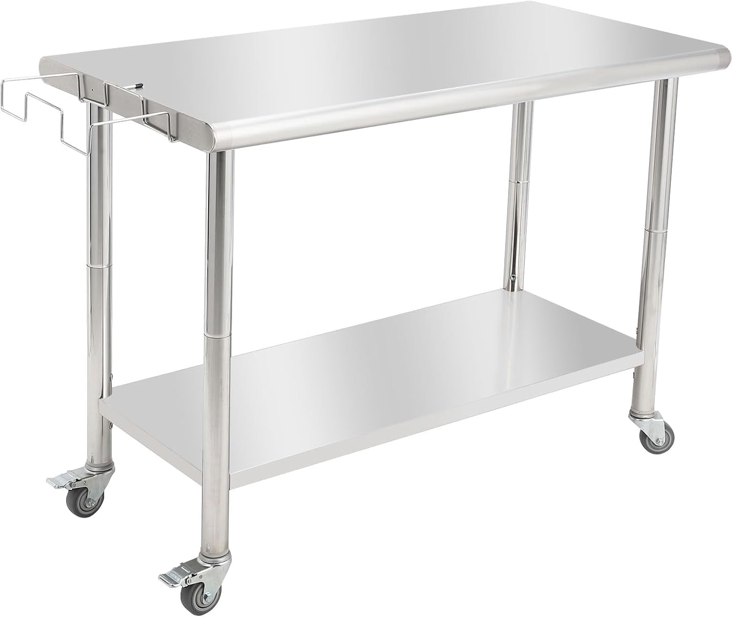 Stainless Steel Work Table With Wheels - 18x36 Mobile Metal Prep