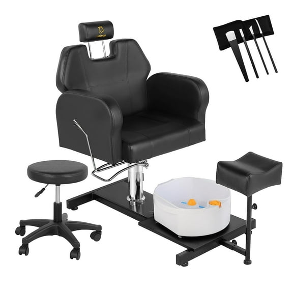 Kselythan Pedicure Chair with Stool Massage Foot Bath Hydraulic Pedi Chair for Foot Bath Pedicure Chair 360° Rotation, Height Adjustable Pedicure Unit Station