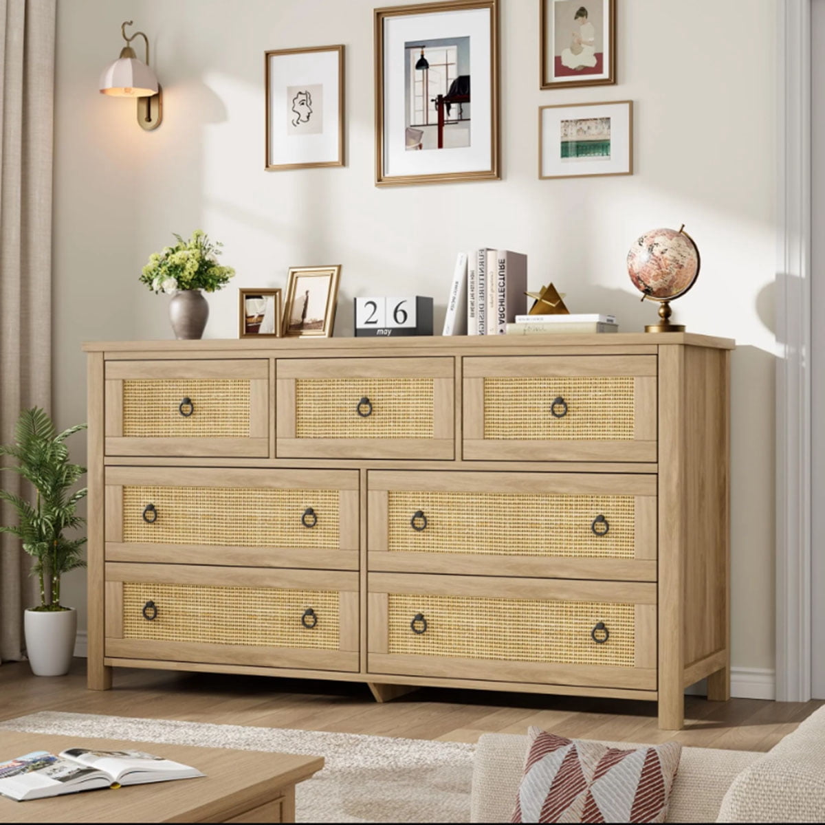 Kselythan Rattan 3 Dresser for Bedroom, 29" Tall Dresser, Boho Tall ...