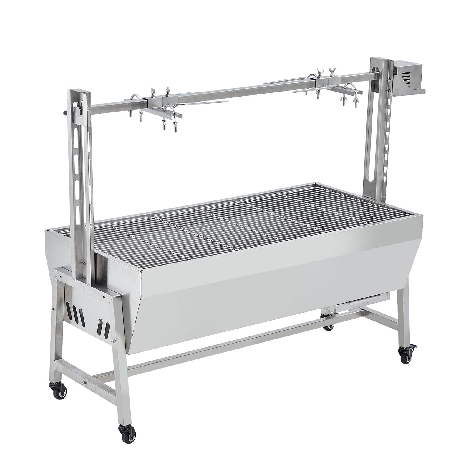 Kselythan Rotisserie Grill, 37in BBQ Outdoor Pig Lamb Rotisserie Roaster with 132LB Capacity, Stainless Steel Charcoal Spit Roaster With Wind Screen for Camping Outdoor