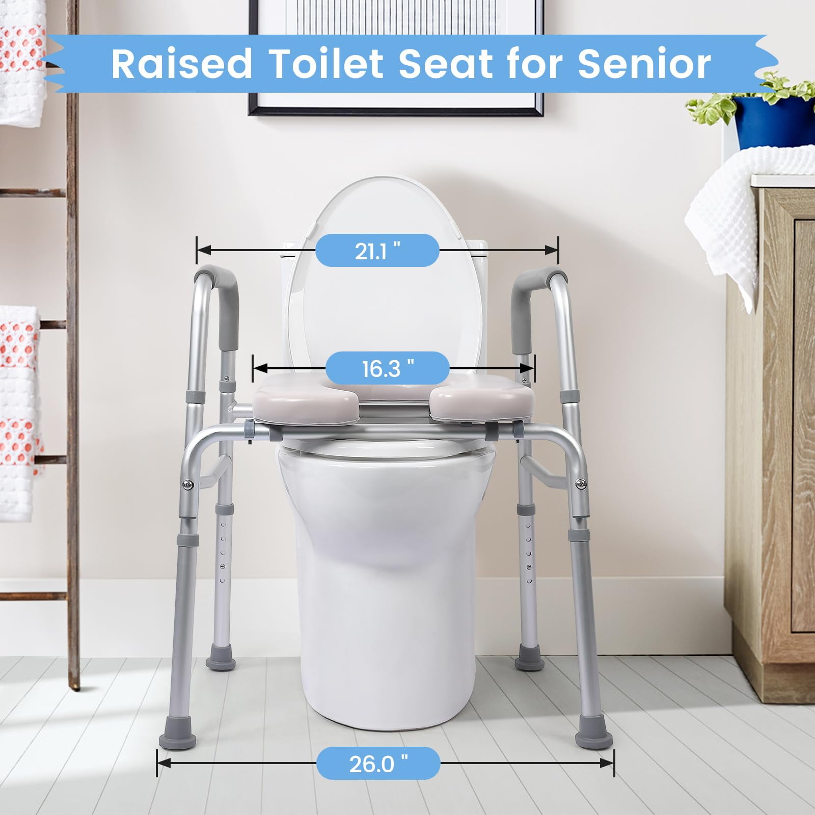 Kselythan Stand Alone Raised Toilet Seat Homecare Commode Bathroom ...