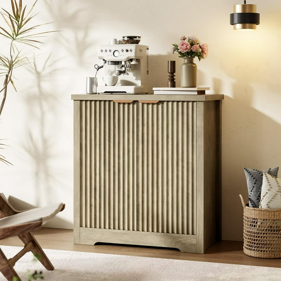 Kselythan Storage Cabinet with Fluted Doors,Fluted Buffet Sideboard Cabinet,Accent Modern Credenza with Doors & Shelves,Wood Credenza Storage Console Cabinet for Living Room Kitchen Dining Room