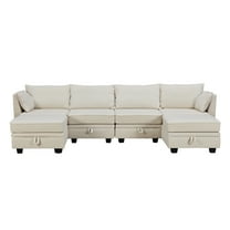 Kselythan U Shaped Couch Convertible Sectional Sofa With Storage Seat, Reversible Sectional Couch Sofa With Reversible Chaise for Living Room