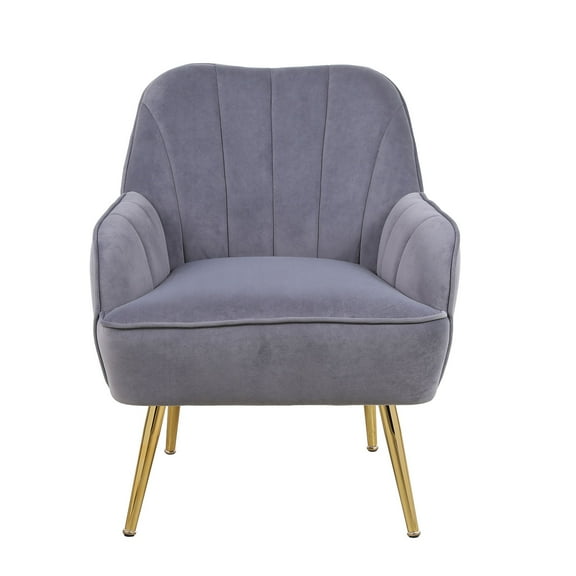 Kselythan Velvet Accent Chair, Upholstered Modern Single Sofa Side Chair,Living Room Armchair with Golden Metal Legs for Bedroom Living Reading Room Office