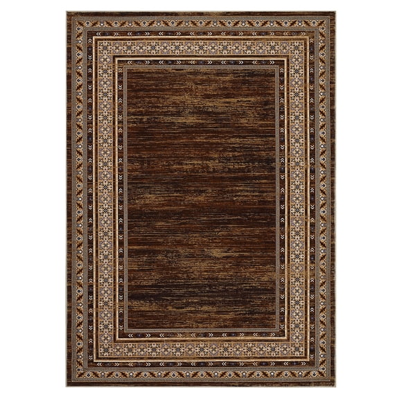 Kselythan Washable Bordered Rug, Soft Thin Contemporary Floor Mat, Indoor Outdoor Easy Clean Carpet for Entryway Dining Room Farmhouse