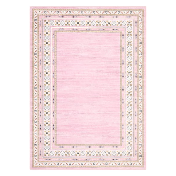 Kselythan Washable Bordered Rug, Soft Thin Contemporary Floor Mat, Indoor Outdoor Easy Clean Carpet for Entryway Dining Room Farmhouse