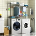 thumbnail image 1 of Kselythan Over Washer and Dryer Shelves,57.4" W Heavy Duty Laundry Room Storage Organization Clothes Drying Rack,Height Adjustable Towel Racks with Hamper and Hooks,Space Saving Shelf, 1 of 7