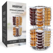 Ksestor Cocktail Pod Holder Carousel, 48 Capsule Storage Organizer, 360  Rotating Metal Stand, Silver