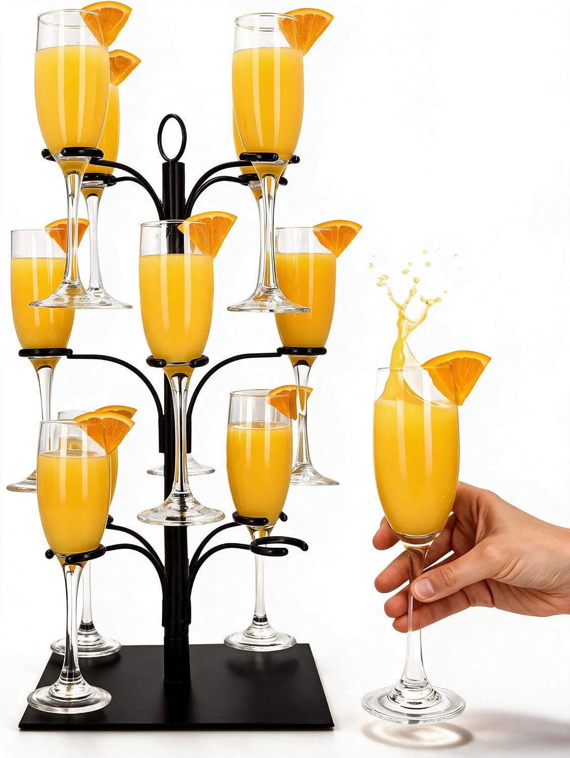 Ksestor, 3-Tier Cocktail Tree Stand, Holds 12 Glasses, Champagne