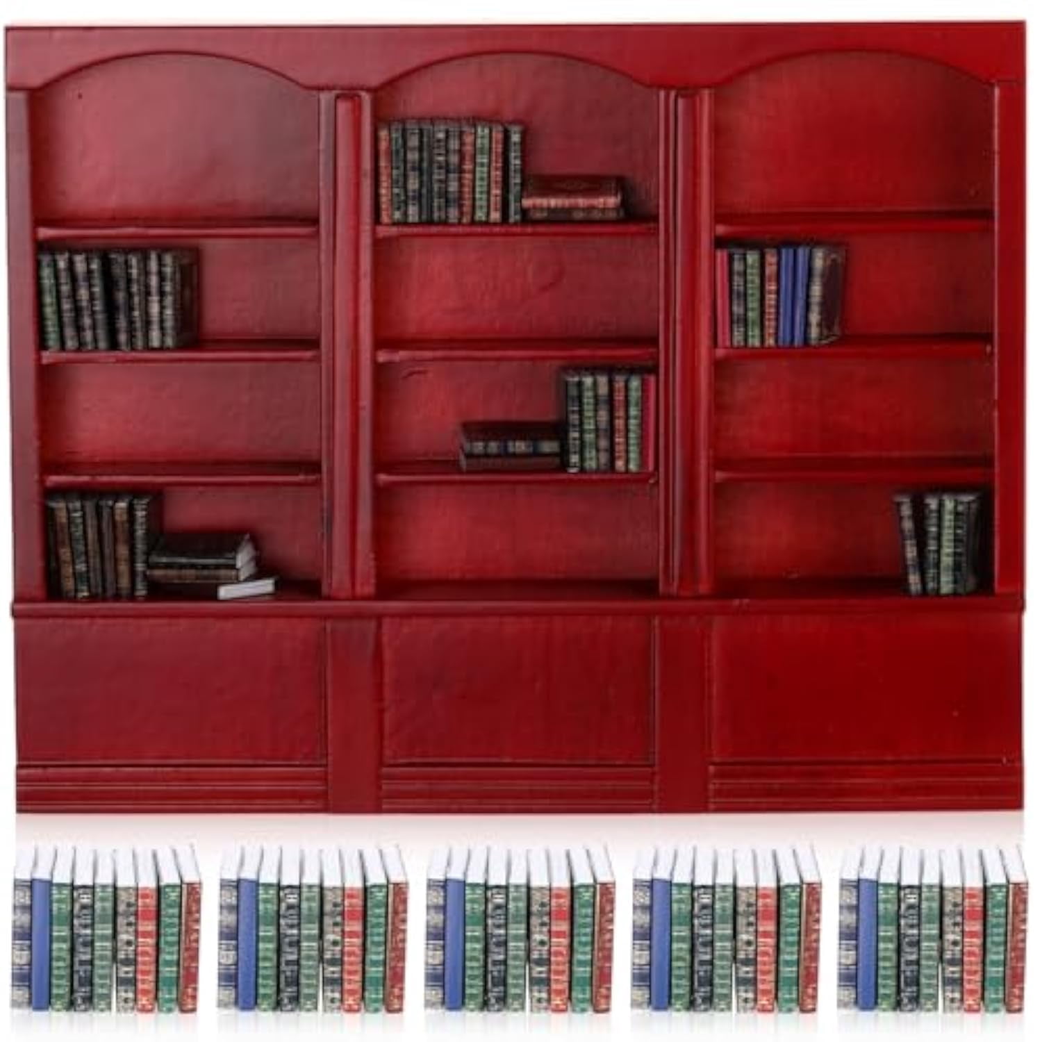 Ksopiavobs 1:12 Scale Dollhouse Miniature Wooden Bookshelf with 48 Pcs ...