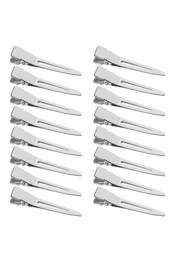 100 Pack 1.77 Inches Single Prong Pin Curl Duckbill Clips,Silver Setting Section Hair Clips Metal Alligator Clips for Hair Extensions
