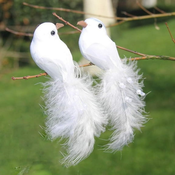 Ksopiavobs 12pcs Artificial Birds 5-Inch White Dove Love Birds Clip on Ornaments for Wedding Decoration Christmas Tree Decor Wreath Crafts