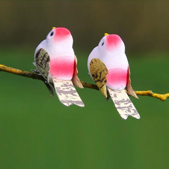 Ksopiavobs 12pcs Mini Red Artificial Birds for Crafts Christmas Tree Decoration Realistic Miniature Mushroom Foam Bird Ornaments Metal Clip 5cm/2inch