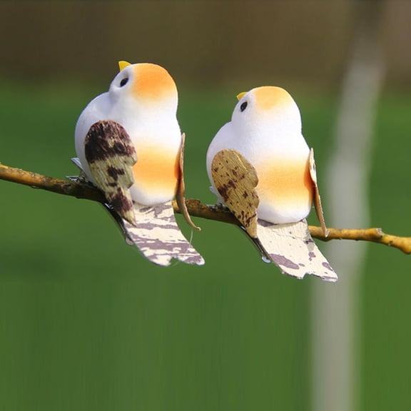 Ksopiavobs 12pcs Orange Mini Artificial Birds for Crafts Christmas Tree Decoration Realistic Miniature Mushroom Foam Bird Ornaments Metal Clip 5cm/2inch