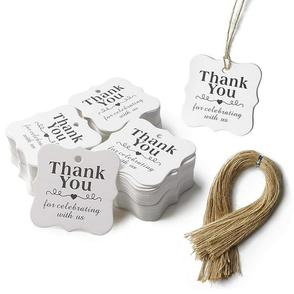 Ksopiavobs 150 PCS Paper Gift Tags Thank You Gift Tags with String for DIY Thanksgiving Day Halloween Christmas Wedding Party Favors