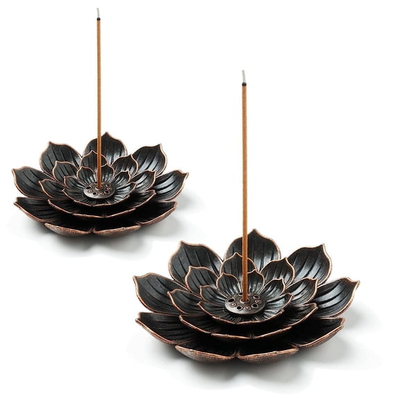 Ksopiavobs 2 Pack Incense Burner, Incense Holder for Sticks, Brass Lotus Incense Stick Holder