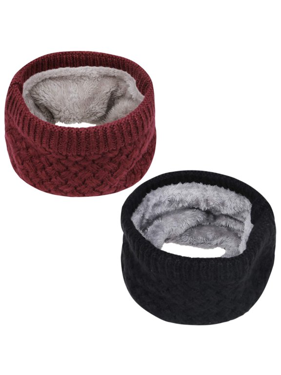 2 Pcs Neck Warmer Winter Warm Infinity Scarf Double-Layer Thick Fleece Windproof Scarves Gifts for Women Men