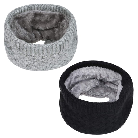 Ksopiavobs 2 Pcs Neck Warmer Winter Warm Infinity Scarf Double-Layer Thick Fleece Windproof Scarves Gifts for Women Men