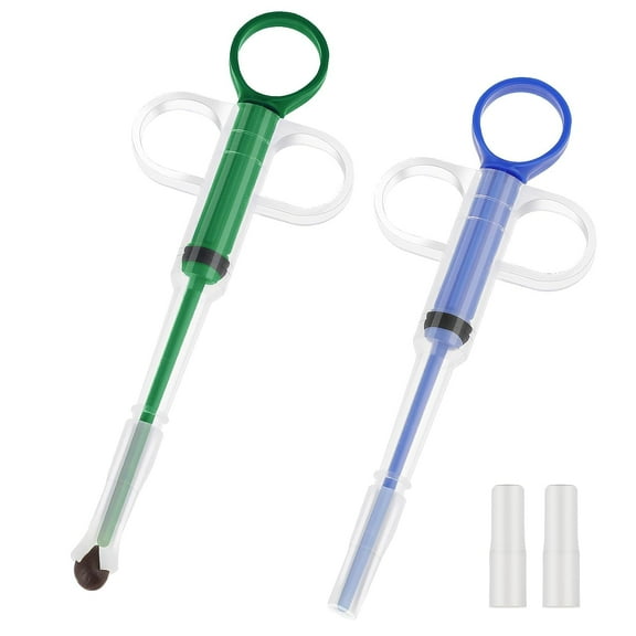 Ksopiavobs 2 Pieces Pill Popper for Cats, Pet Pill Shooter Pill Poppers for Dogs Cat Pill Popper Dog Pill Shooter Pet Pill Dispenser Feeding Tool for Dogs Cats Small Animals (Blue, Green)