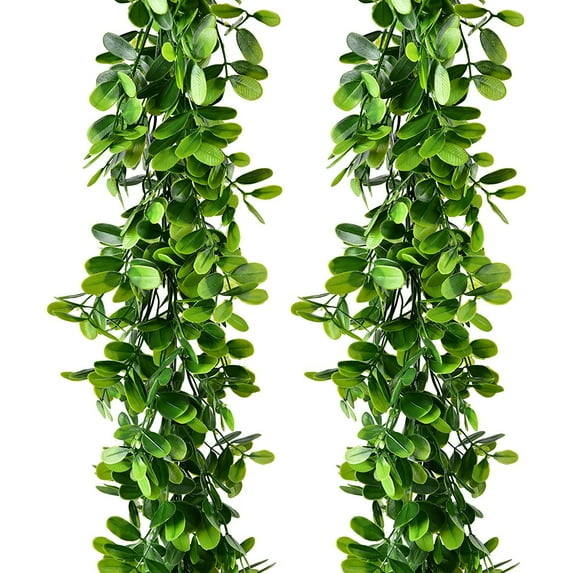Ksopiavobs 2Pack 6Ft Artificial Boxwood Garland Greenery Garlands Fake Hanging Plants Vine for Home Kitchen Wedding,Indoor Outdoor Decoration
