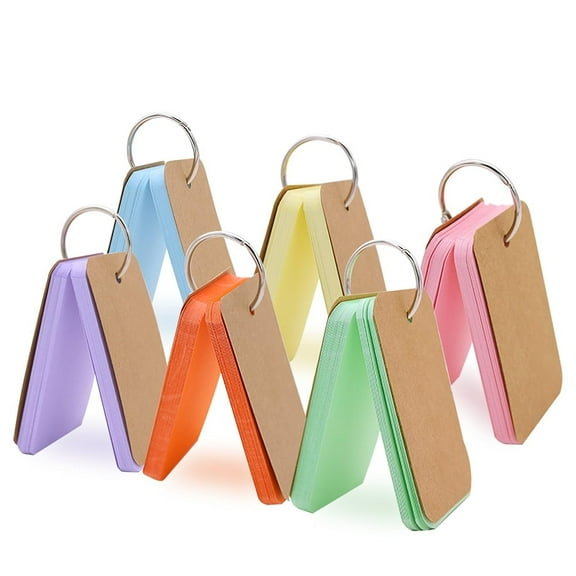Ksopiavobs 300 Pieces 2.2 x 3.5 Inches Multicolor Kraft Paper Binder Ring Easy Flip Flash Card Study Cards/Memo Scratch Pads/Bookmark/DIY Greeting Card/Index Card Stock/Note Card(50 Sheets per Set)