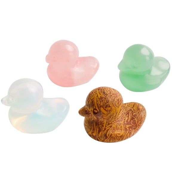 Ksopiavobs 4 Pcs Crystal Duck Polished Gemstone Figurines Natural Crystal Duck Hand-Carved Fluorite Gemstone Duck Crafts Ornament Healing Crystal Stone Landscape Decoration for Home Office