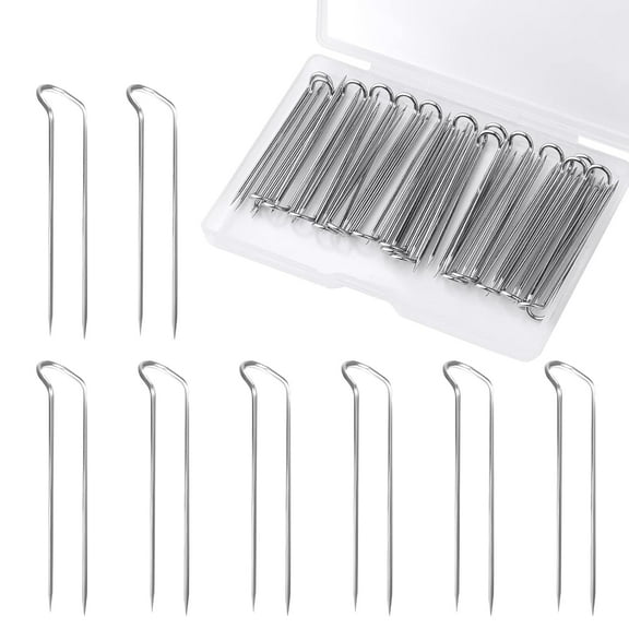 Ksopiavobs 50pcs U-Shaped Sewing Quilting Pins, Stainless Steel Craft Pins Double Blocking Pins Straight Pins for Sewing, Jewelry Display and Home Decor (1.78 Inch Long)