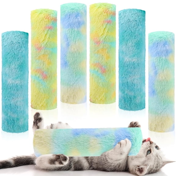 Ksopiavobs 6 Pcs Cat Catnip Toys for Indoor Cat 10.6 Inch Kitten Kicker Stick Catnip Toy with Crinkle Sound Inside Interactive Soft Plush Kitten Pillow Chew Exercise(Fresh, Yellow, Mint Green, Blue)