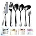 thumbnail image 1 of Ksopiavobs 6-Piece Black Serving Flatware Silverware Set,Stainless Steel Serving Utensil Set,Include Cake Server, Slotted Serving Spoon, Serving Spoon, Cold Meat Fork, Butter Knife, Soup Ladle, 1 of 7