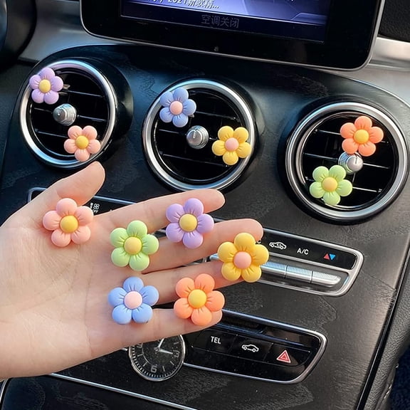 Ksopiavobs 6 Pieces Flowers Car Air Vent Clips with Fragrance Pads Colorful Daisy Flower Car Air Freshener Charm Flowers Air Vent Decorations Cute Car Accessories Car Interior Decor for Girls Women