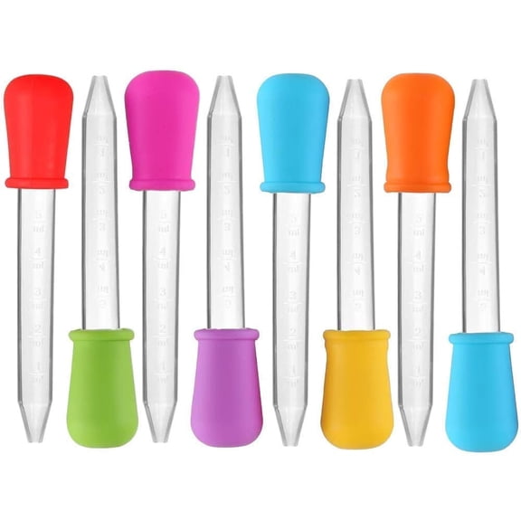 Ksopiavobs 8 Pack Liquid Droppers Silicone 5ml Clear Liquid Medicine Eye Dropper with Bulb Tip for Kids Candy Mold