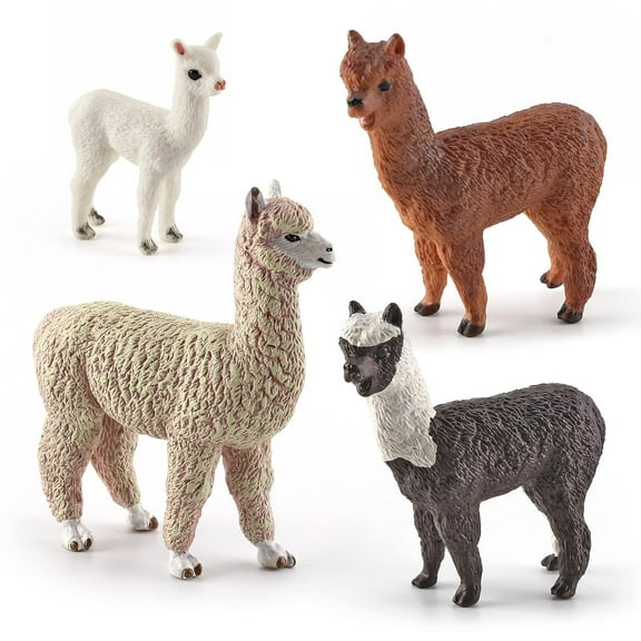 Ksopiavobs Alpaca Toys 4pcs Alpaca Figure Forest Jungle Animal Toy Figurines for Kids Farm Animals Gift for Kids Toddlers