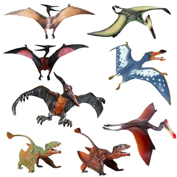 Ksopiavobs Animal Figures 8 pcs Realistic Plastic Pterodactyl Family Set Includes Dark Pterodactyl etc. Science Project, Learning Educational Toys, Birthday Gift, Cake Topper for Kids Toddlers