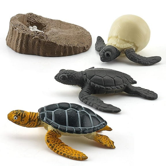 Ksopiavobs Animals Figurines Life Growth Cycle of Tortoise Sea Turtles Mossback, Plastic Food Chain Animal Figures Toy Kit Educational School Project for Kids
