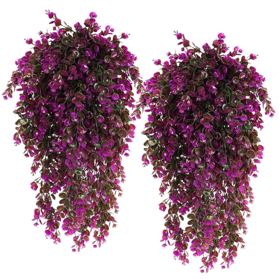 Ksopiavobs Artificial Hanging Plants Outdoors Faux Greenery Realistic Outdoor Porch Ferns,4 Pcs (Fuchsia)