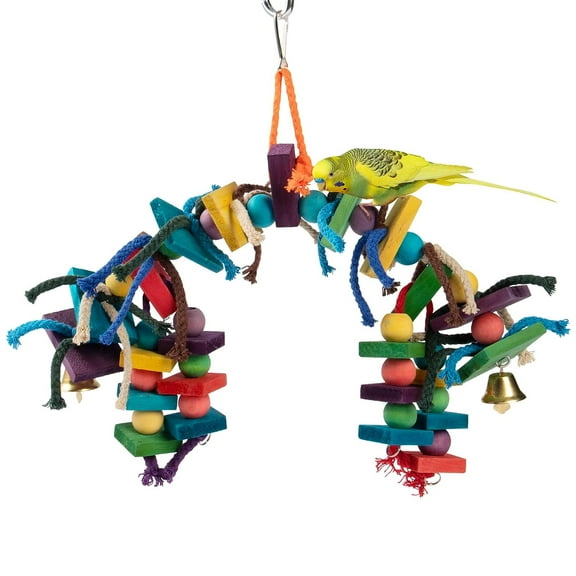 Ksopiavobs Bird Parrot Wooden Toys, Multicolor Durable Bird Chewing Toy with Edible Coloring for Bird Cage Conures Cockatiels Foraging and Amazon Parrot Toys