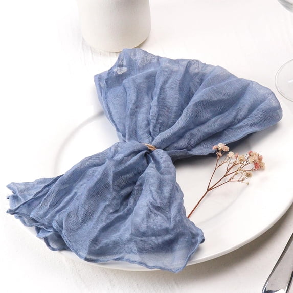 Ksopiavobs Cheesecloth Napkins Set of 12, 20 x 20 Inch Gauze Dinner Cloth Napkins, Handmade Square Rustic Table Napkins for Parties Weddings Event Family Dinner Boho Boho Decoration, Dusty Blue