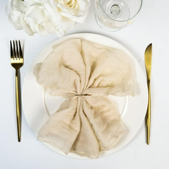 Ksopiavobs Cheesecloth Napkins Set of 12, 20 x 20 Inch Gauze Dinner Cloth Napkins, Handmade Square Rustic Table Napkins for Parties Weddings Event Family Dinner Boho Decoration, Ivory