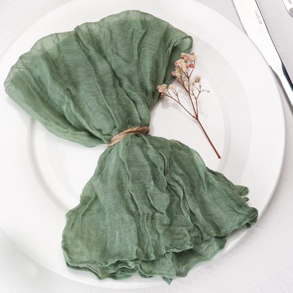 Ksopiavobs Cheesecloth Napkins Set of 6, 20 x 20 Inch Gauze Dinner Cloth Napkins, Handmade Square Rustic Table Napkins for Parties Weddings Event Family Dinner Boho Boho Decoration, Sage Green