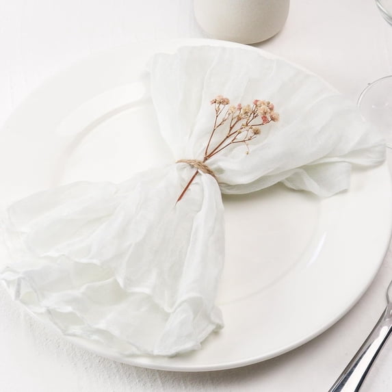 Ksopiavobs Cheesecloth Napkins Set of 6, 20 x 20 Inch Gauze Dinner Cloth Napkins, Handmade Square Rustic Table Napkins for Parties Weddings Event Family Dinner Boho Boho Decoration, White