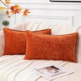 thumbnail image 1 of Ksopiavobs Chenille Soft Fall Throw Pillow Covers 12x20 Set of 2, Lumbar Velvet Farmhouse Pillow Covers, Decorative Pillow Covers with Stitched Edge for Couch Sofa Bed, Rust, 1 of 7