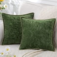 thumbnail image 1 of Ksopiavobs Chenille Soft Throw Pillow Covers 18x18 Set of 2, Farmhouse Velvet Pillow Covers, Decorative Square Pillow Covers with Stitched Edge for Couch Sofa Bed, Forest Elf, 1 of 7