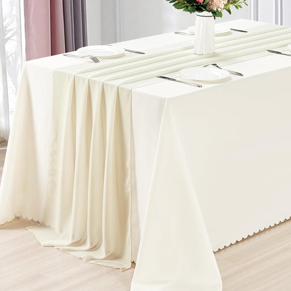 Ksopiavobs Chiffon Table Runner 10Ft, 27.5 x118 Inches Sheer Chiffon Table Runner Romantic Boho Rustic Wedding Table Runner for Birthday Party Decor Bridal Baby Shower Table Decoration, Ivory