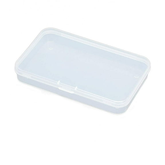 Ksopiavobs Clear Polypropylene Rectangle Mini Storage Containers Box with Hinged Lid for Card,Accessories,Crafts,Learning Supplies,Screws,Drills,Battery,4.8" x 2.9" x 0.67",Pack of 4
