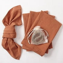 Ksopiavobs Cotton Linen Napkins Bulk 17"x17" Stonewashed Cloth Dinner Napkins Rustic Thick Table Napkins for Fall Thanksgiving Christmas Party Wedding Decoration (Set of 4, Terracotta)