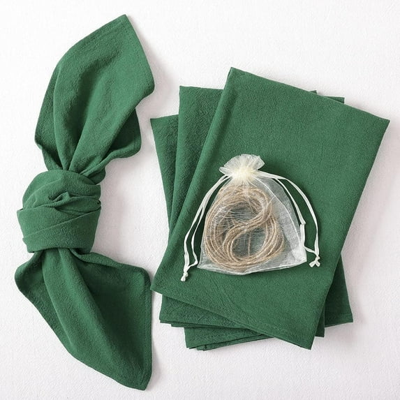 Ksopiavobs Cotton Linen Napkins Bulk 17"x17" Stonewashed Cloth Dinner Napkins Rustic Thick Table Napkins for Fall Thanksgiving Christmas Party Wedding Decoration (Set of 4, Emerald)