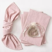 Ksopiavobs Cotton Linen Napkins Bulk 17"x17" Stonewashed Cloth Dinner Napkins Rustic Thick Table Napkins for Fall Thanksgiving Christmas Party Wedding Decoration Set of 4, Dusty Pink