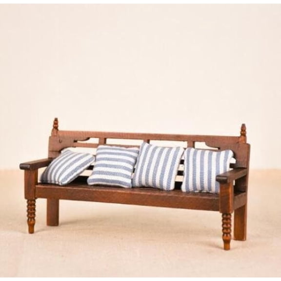 Ksopiavobs Dollhouse Miniature Doll Bench Couch Sofa with Cushions, 1:12 Dollhouse Miniature Furniture Sofa Wooden Recliner Chair Vintage Sofa, Vivid