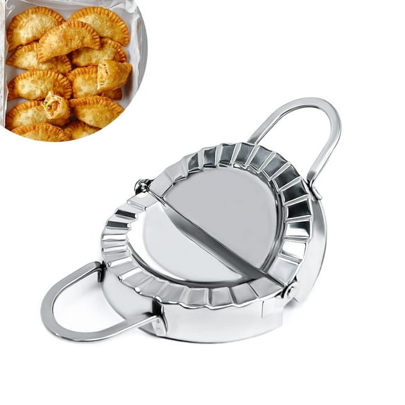 Ksopiavobs Empanadas Maker Press, 4.9 Inch Ravioli Mold Dumplings Maker Machine, Stainless Steel Pot Sticker Molds Pierogi Cutter Press, Easy Tool for Goya Calzone Turnovers Dough Pastry Making
