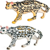 Ksopiavobs Forest Animal Figurine Realistic Leopard Cat Figure Plastic Ocelot Model Wild Cat Figurine for Christmas Birthday Gift Party Favor,Pack of 2